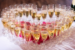 glasses of champagne on festive table